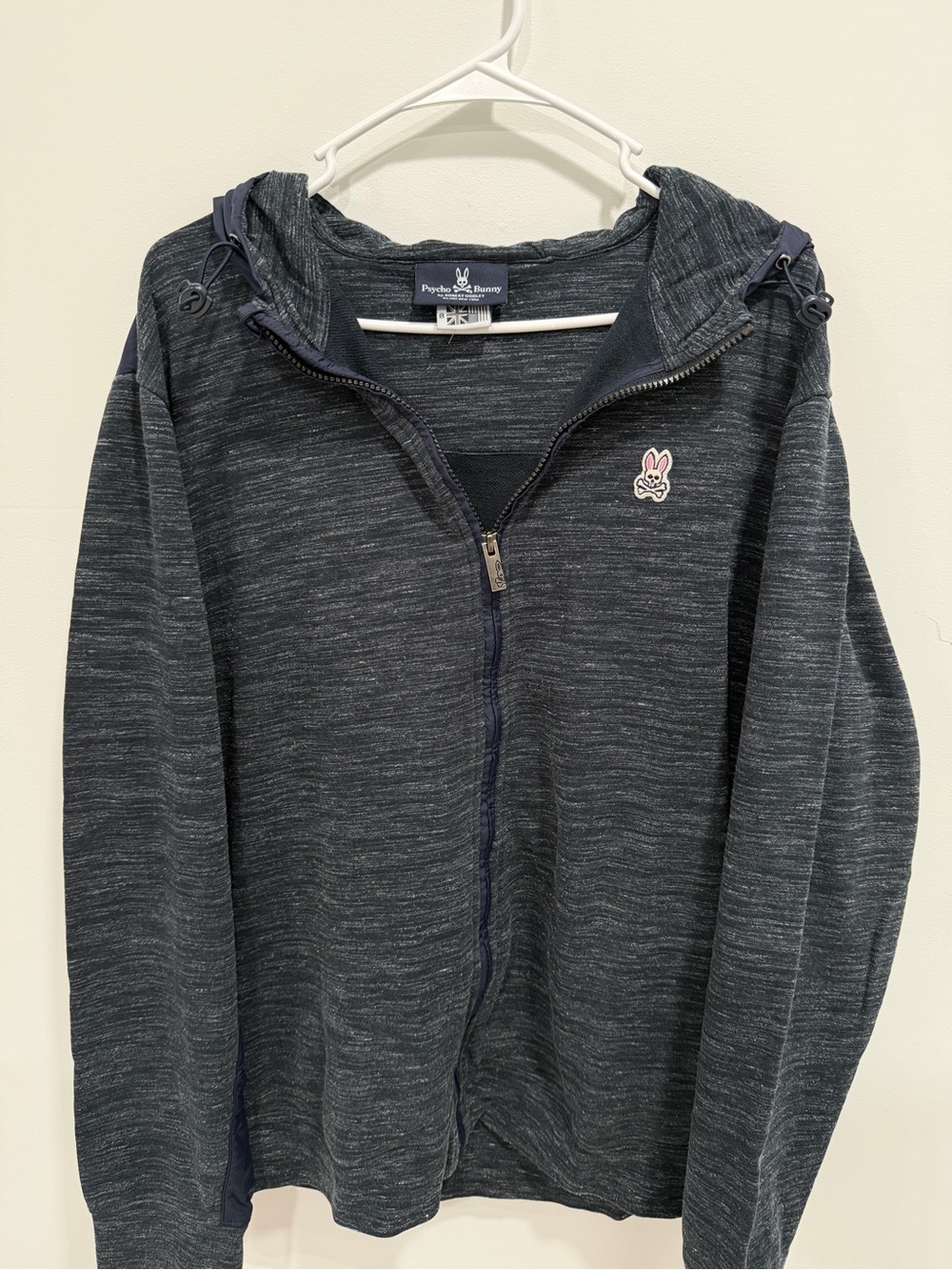 Psycho Bunny Kids Heathered Charcoal Zip Hoodie with Bunny Patch